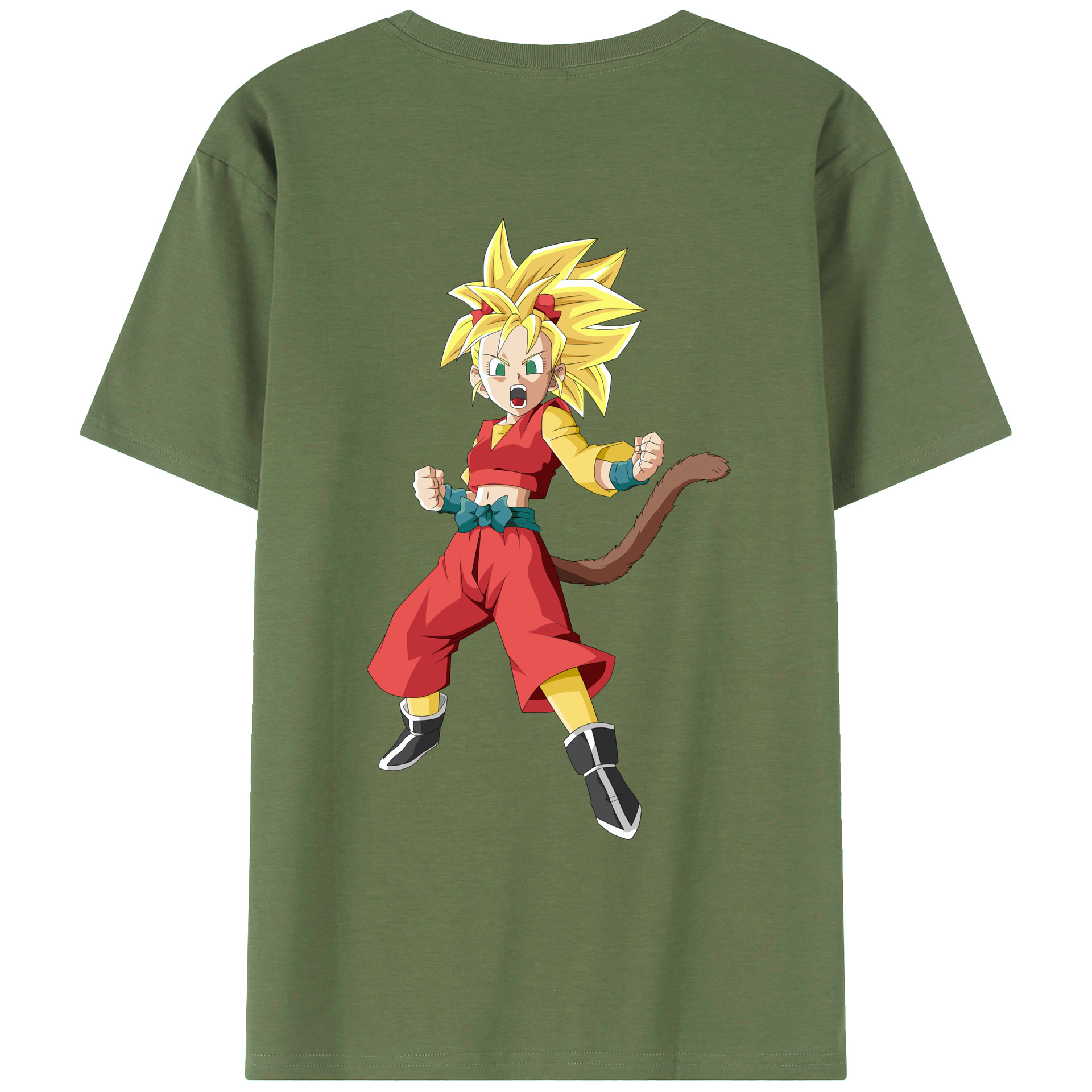 （画像用） ドラゴンボール カリフラ DRAGON BALL Caulifla 綿100％ メンズ半袖Tシャツ（バックプリント） 通気性